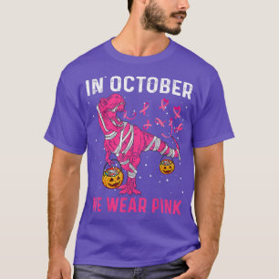 I oktober Bäror vi Rosa Breast Cancer Dino Pumpkin T Shirt