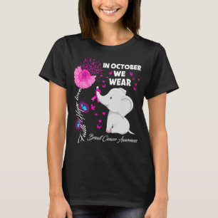 I oktober Bäror vi Rosa Breast Cancer Elephant T Shirt