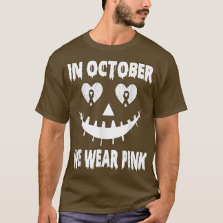 I oktober Bäror vi Rosa Breast Cancer Jackolantern T Shirt