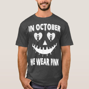 I oktober Bäror vi Rosa Breast Cancer Jackolantern T Shirt