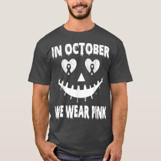 I oktober Bäror vi Rosa Breast Cancer Jackolantern T Shirt