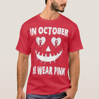 I oktober Bäror vi Rosa Breast Cancer Jackolantern T Shirt
