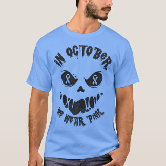 I oktober Bäror vi Rosa Breast Cancer Jackolantern T Shirt