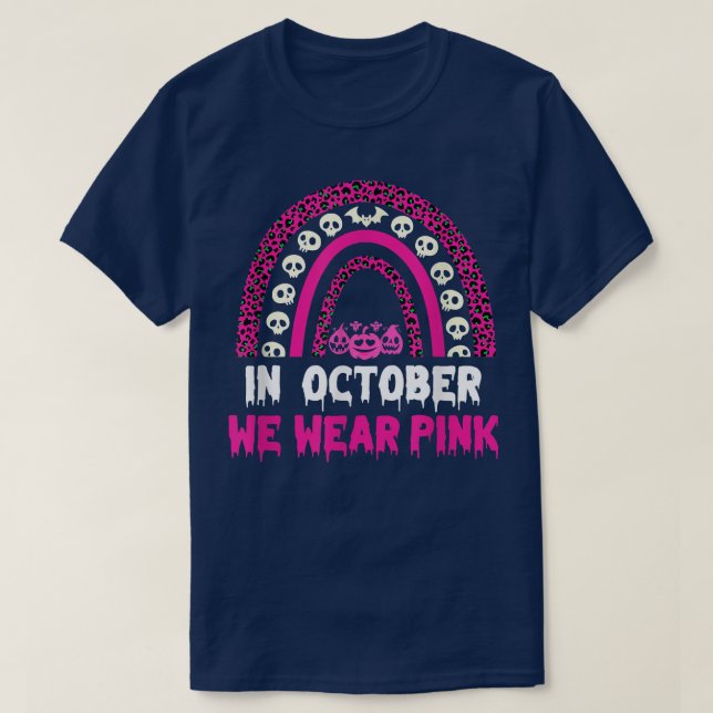 I oktober Bäror vi Rosa Breast Cancer Pumpkin Hall T Shirt (Design framsida)