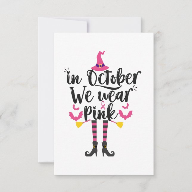 I oktober Bäror vi Rosa Breast Cancer Witch Gift OSA Kort (Framsida)