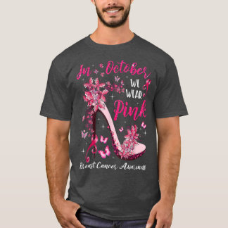 I oktober Bäror vi Rosa Butterflies Breast Cancer T Shirt