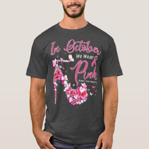 I oktober Bäror vi Rosa Butterflies Breast Cancer T Shirt