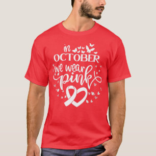 I oktober Bäror vi Rosa Butterflies Breast Cancer T Shirt