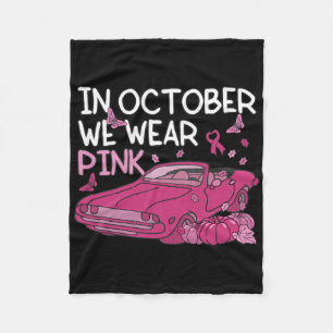 I oktober Bäror vi Rosa Butterflies Car Breast Can Fleecefilt