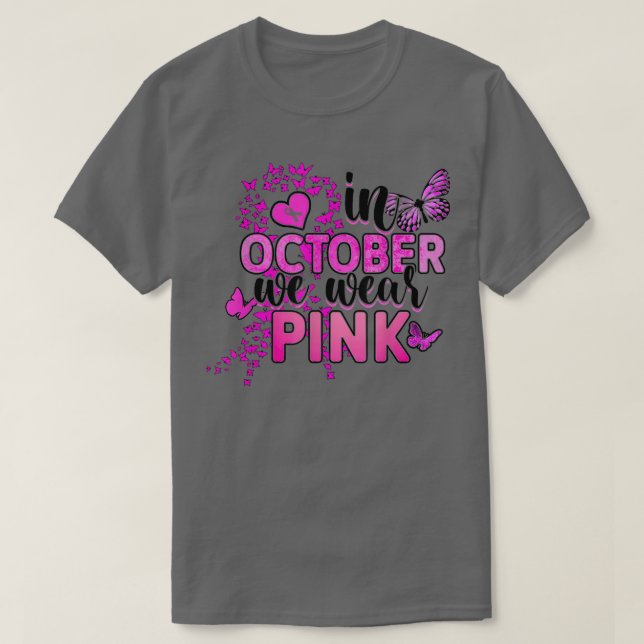 I oktober Bäror vi Rosa Butterfly Ribbon Breast Ca T Shirt (Design framsida)