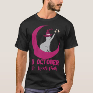 I oktober Bäror vi Rosa Cat Breast Cancer Awarenes T Shirt