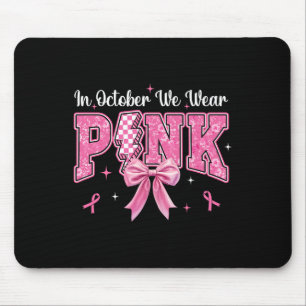 I oktober Bäror vi Rosa Coquette Bow Breast Cancer Musmatta