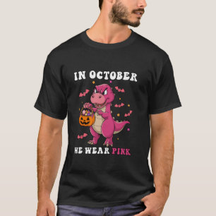 I oktober Bäror vi Rosa Dinosaur Boys Kids Breast T Shirt