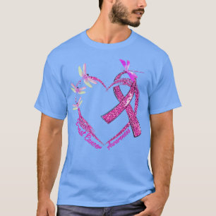 I oktober Bäror vi Rosa Dragonfly Heart Breast can T Shirt