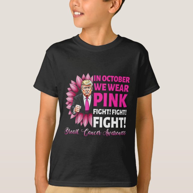I oktober Bäror vi Rosa Fight Breast Cancer Awaren T Shirt (Framsida)
