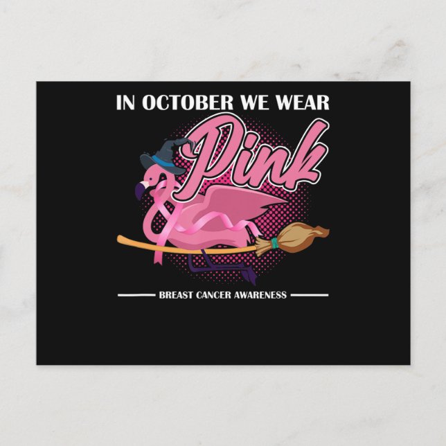 I oktober Bäror vi Rosa Flamingo Riding Brush Meddelande Vykort (Framsida)