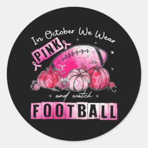 I oktober Bäror vi Rosa Football Breast Cancer Runt Klistermärke