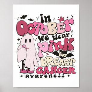 I oktober Bäror vi Rosa för bröstcancer Hallowee Poster