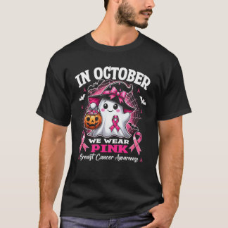 I oktober Bäror vi Rosa Ghost Breast Cancer Medvet T Shirt