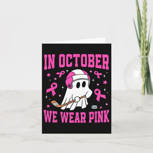 I oktober Bäror vi Rosa Ghost Hockey Breast Cancer Kort (Framsida)