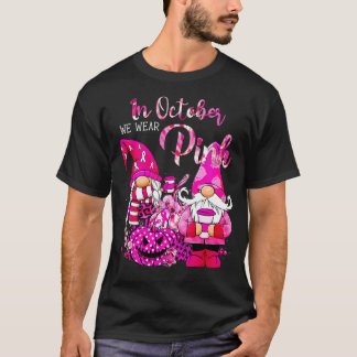 I oktober Bäror vi Rosa Gnomes Breast Cancer Medve T Shirt