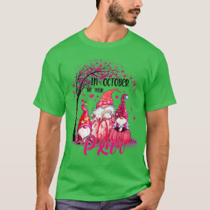 I oktober Bäror vi Rosa Gnomes Breast Cancer Medve T Shirt
