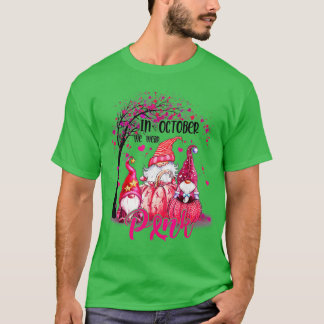 I oktober Bäror vi Rosa Gnomes Breast Cancer Medve T Shirt