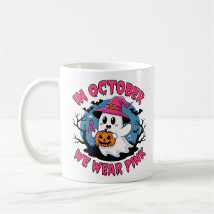 I oktober bäror vi rosa gullet spökhalloween kaffemugg