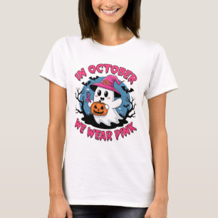 I oktober bäror vi rosa gullet spökhalloween t shirt