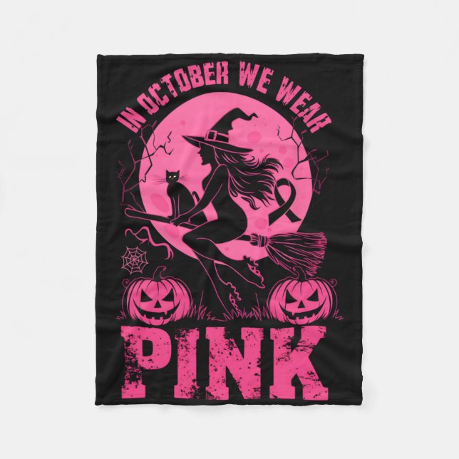 I oktober Bäror vi Rosa Halloween bröstcancer Aw Fleecefilt (Framsidan)