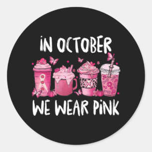 I oktober Bäror vi Rosa Halloween bröstcancer Aw Runt Klistermärke