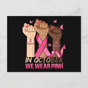 I oktober Bäror vi Rosa Hand Ribbon Breast Cancer Vykort