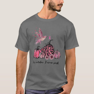 I oktober Bäror vi Rosa Hummingbird Breast Cancer T Shirt