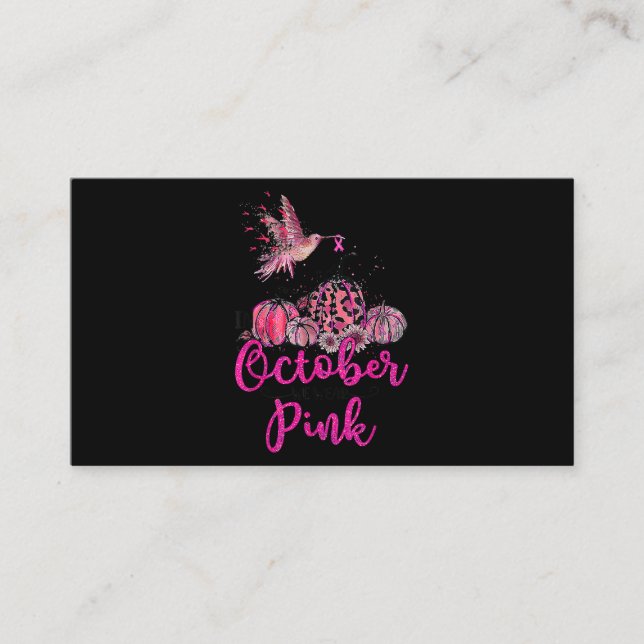 I oktober Bäror vi Rosa Hummingbird Breast Cancer Visitkort (Framsida)