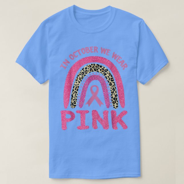 I oktober Bäror vi Rosa Leopard Breast Cancer Awar T Shirt (Design framsida)
