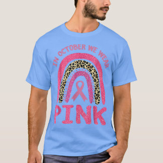 I oktober Bäror vi Rosa Leopard Breast Cancer Awar T Shirt