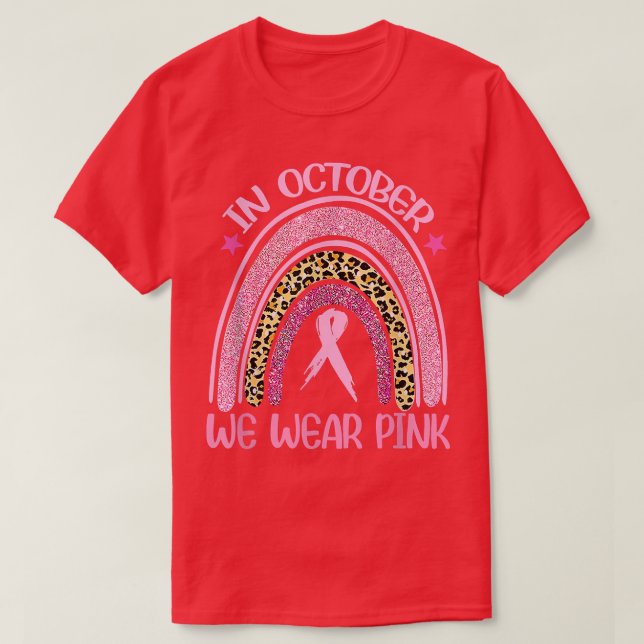 I oktober Bäror vi Rosa Leopard Breast Cancer Awar T Shirt (Design framsida)