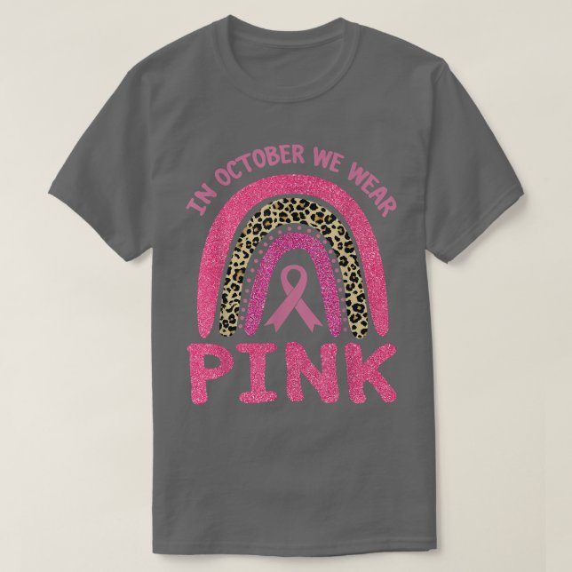 I oktober Bäror vi Rosa Leopard Breast Cancer Awar T Shirt (Design framsida)