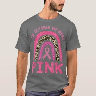 I oktober Bäror vi Rosa Leopard Breast Cancer Awar T Shirt