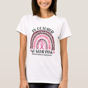 I oktober Bäror vi Rosa Leopard Breast Cancer Awar T Shirt