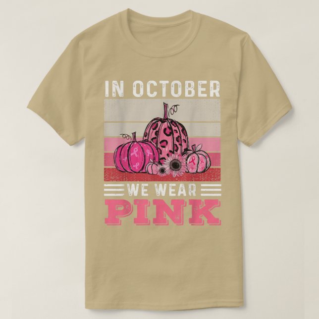I oktober Bäror vi Rosa Leopard Pumpkin Breast Can T Shirt (Design framsida)