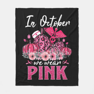I oktober Bäror vi Rosa Nurse Life Pumpkin Leopard Fleecefilt