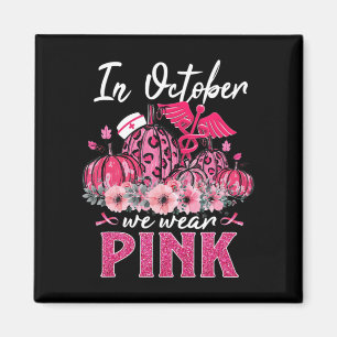I oktober Bäror vi Rosa Nurse Life Pumpkin Leopard Magnet