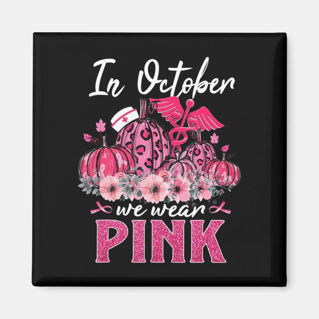 I oktober Bäror vi Rosa Nurse Life Pumpkin Leopard Magnet (Framsidan)