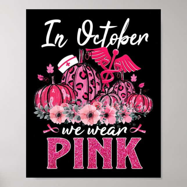 I oktober Bäror vi Rosa Nurse Life Pumpkin Leopard Poster (Framsidan)