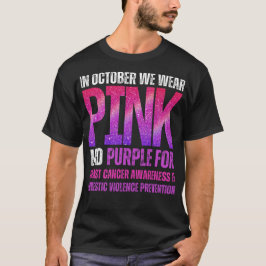 I oktober bäror vi rosa och lila bröstcancer t shirt