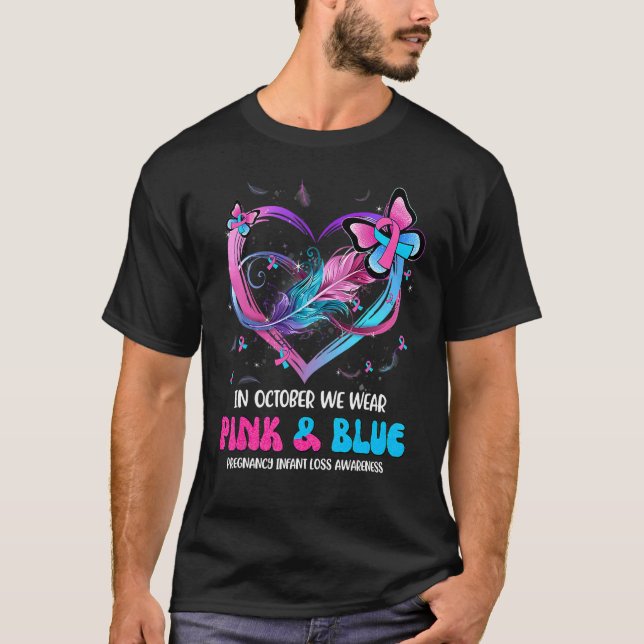I oktober Bäror vi Rosa och spädbarn med blå Gravi T Shirt (Framsida)
