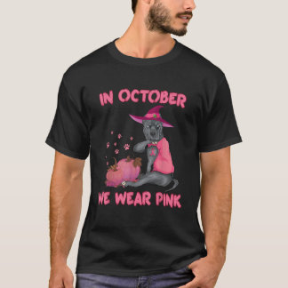 I oktober Bäror vi Rosa Pitbull Hund Breast Cancer T Shirt