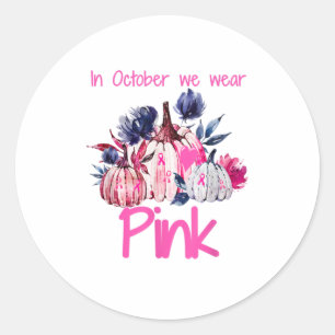 I oktober Bäror vi Rosa Pumpkin Breast Cance Runt Klistermärke
