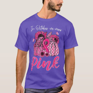 I oktober Bäror vi Rosa Pumpkin Breast Cancer Awar T Shirt